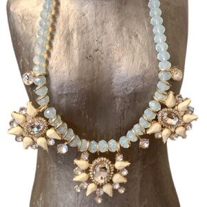 CJ Opalite Crystal Bead Gold Necklace Woman’s Jewelry Squash Statement Necklace